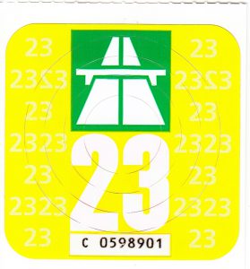 Switzerland 2023 sorted by serial letter – Motorway and Parking vignettes